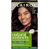 Clairol Natural Instincts Demi-Permanent Hair Dye, 3 Brown Black | 1 Pack | Ammonia‑Free, Vegan Hair Color with Coconut Oil &amp; Aloe Vera