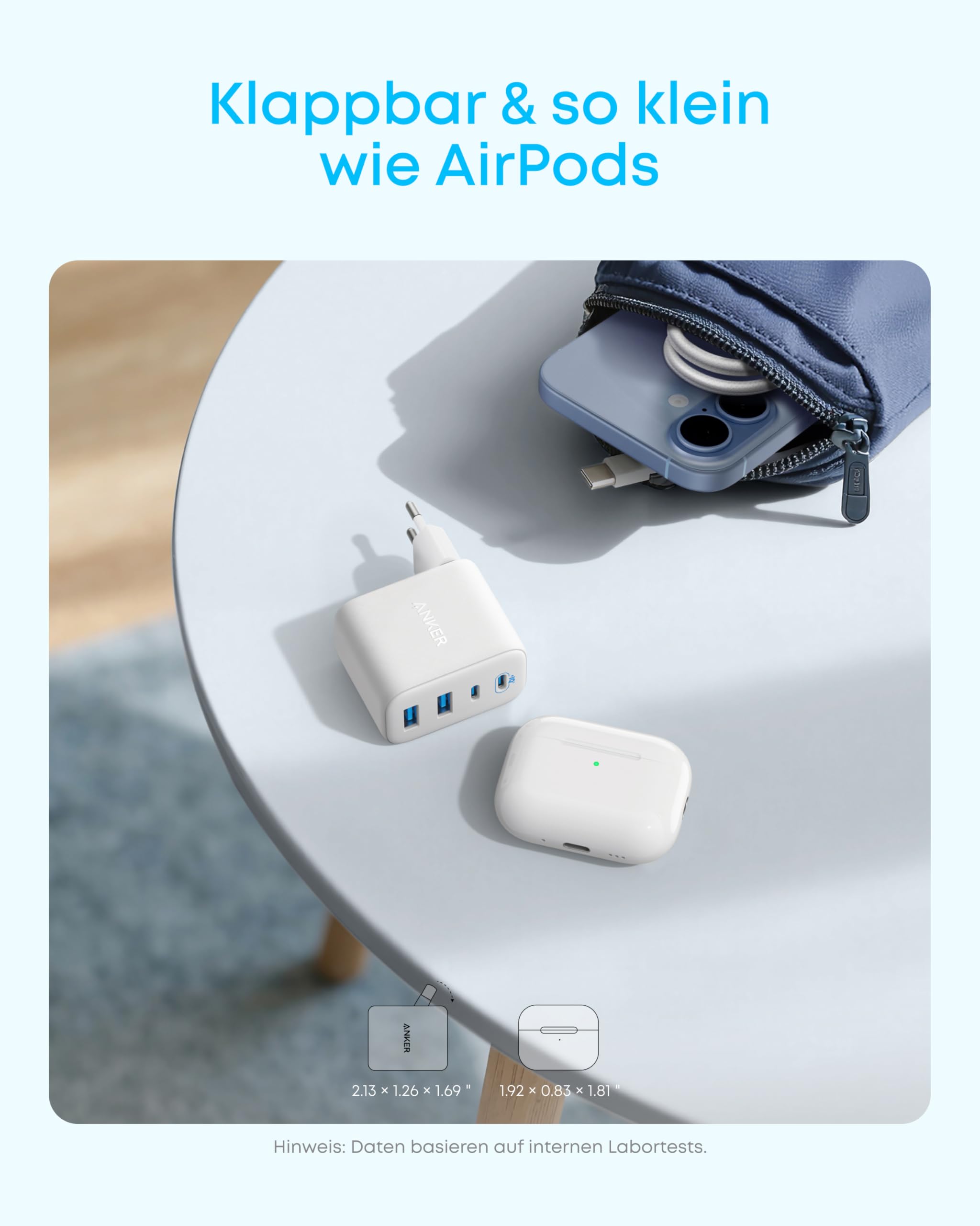 Anker Zolo 50W USB C Ladegerät, 4-Port Netzteil mit 2 USB-C und 2 USB-A 4