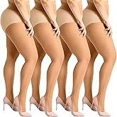 Yilanmy Women's 4 Pairs Plus Size Sheer Tights 20D Soft Control Top Pantyhose Curvy Nylons Stockings