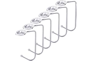 Sunshane 6 Pieces Christmas Stocking Holders Mantel Hooks Hanger Safety Hang Grip Stockings Clip for Christmas Party Decorations, White