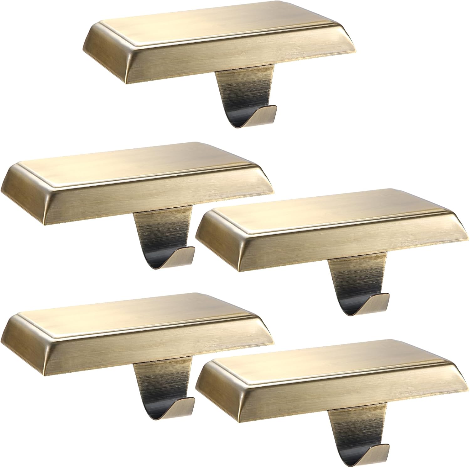 Ornament Hooks - Sunshane Christmas Stocking Holders Mantel Stocking Hanger Hooks Fireplace Mantle Metal Hang Bases for Xmas Party Decorations (Bronze, 5)