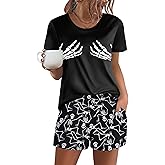 Ekouaer Women's Pajama Sets Short Sleeve Pjs 2 Piece Top and Shorts Sleepwear Comfy Soft Lounge Sets with Pockets