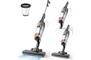 Vazone R6X Corded Stick Vacuum Cleaners for Home, 30000pa Powerful Suction Stick Vacuum with 16Ft Cord, 2 in 1 Lightweight Vacuum Cleaner for Hard Floor Pet Hair (Orange)