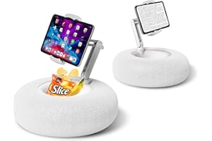 Debtrop Kindle Pillow Stand Holder with Snack Bowl for Reading in Bed, Cozy Tablet Phone iPad Pillow Stand for Lap Compatible with 4.7"-13" Phone, Tablet, iPad, iPhone, Google, Kindle, Samsung(White)
