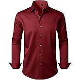 Alimens & Gentle Men's Dress Shirts Long Sleeve Wrinkle Free Stretch Business Casual Wedding Button Down Shirt