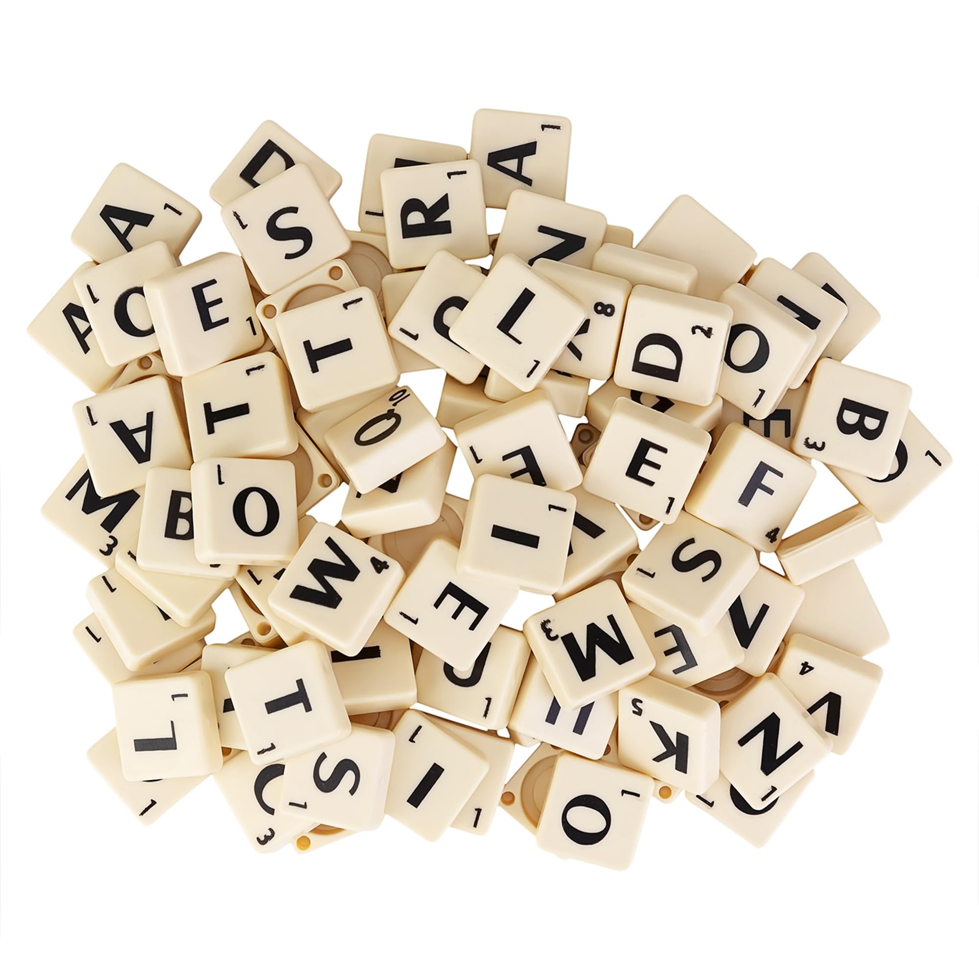 WedDecor 100pcs Ivory Tiles with Black Alphabets for Replacement, Arts & Crafts, Scrap-Booking, Name Games, 2 cm (Length) x 1.8 cm (Width) x 0.5 cm (Depth)