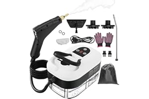 GOYAPPIN Steam Cleaner for Home, 15s Heat-Up, 1.2L Water Tank, 6-Level Adjustable Handle, Handheld Steam Cleaner for Car Detailing, Dirt, Furniture, Couch, Floor Tile, Bathroom, Bed Bugs, 9Pcs Accessories