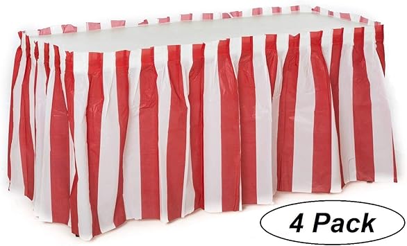 Amazon Com Oojami 4 Pack Red White Striped Table Skirt Carnival