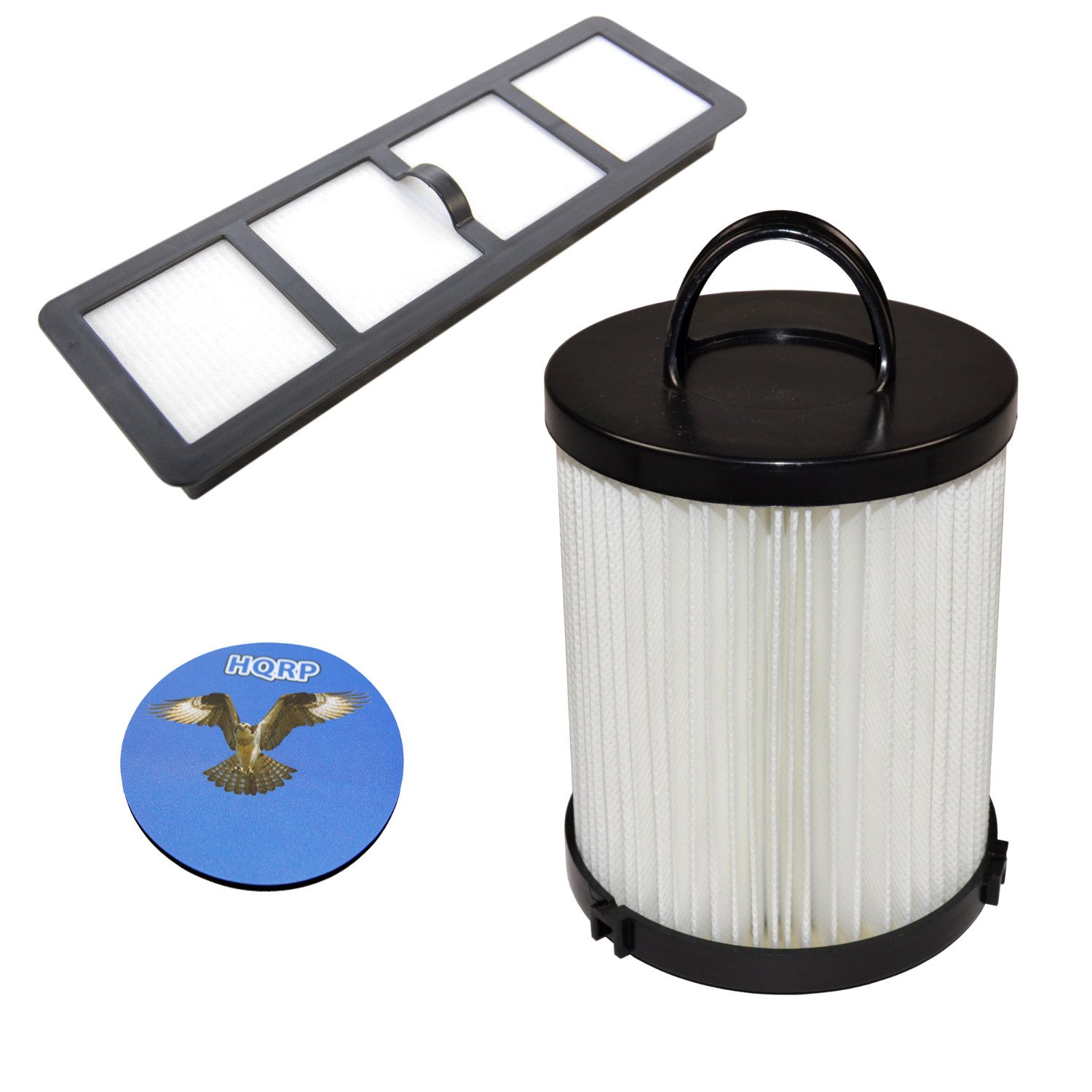 HQRP Dust Cup HEPA Filter and Exhaust Filter for Eureka AirSpeed Rewind Pet AS1041A, Gold Rewind AS1048A AS1049A Upright Vacuums Coaster
