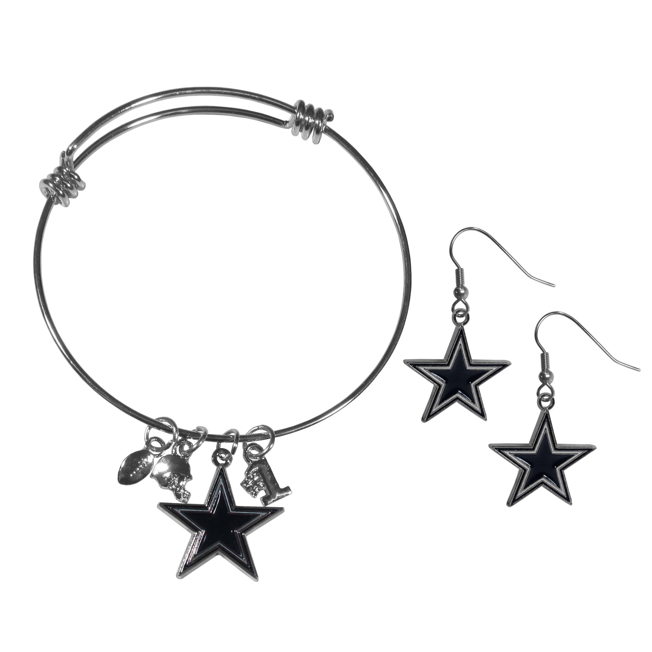 NFL Siskiyou Sports Dallas Cowboys - Juego de aretes colgantes y pulsera para mujer, talla única, color del equipo