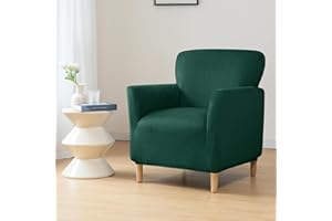 MINGPINHUIUS Banquet Luxury Armchair Slipcovers: Modern Velvet 1Piece Chair Covers Super Soft Washable Single Couch Covers with Arms,Friendly for Kids Pets (Dark Green)