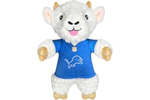 Pets First NFL Detroit Lions Goat Plush Toy for Dogs and Cats with Squeaker, Wearing a Team Jersey! Fun & Sporty Goat Shaped Dog Chew Toy, Interactive Pet Toy