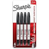 Sharpie Twin Tip Permanent Markers, Fine & Ultra-Fine Points, Black, 4 Pack (32175PP)