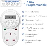 HBN Digital Programmable Plug-in Timer Socket 24/7 9 On/Off Programs 13A 3120W view 4