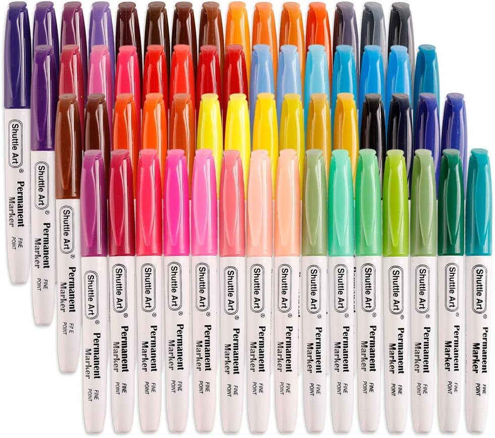Amazon Shuttle Art 油性マーカー カラーペン マーカーセット アートマーカー 細字 60色 速乾 耐水 子供用 塗り絵 マークチェック 名前書き コミック 絵描き 落書き ポスター書き 手帳用 ノード用 油性 文房具 オフィス用品