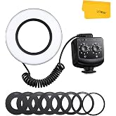 Godox Ring 72 Macro LED Ring Light with 8 Lens Adapter Rings | 5600K,Fit for Sony Canon Nikon Pentax Olympus DSLR Cameras, 72 pcs LED Lamp Beads, Separate Control on the Left / Right Half