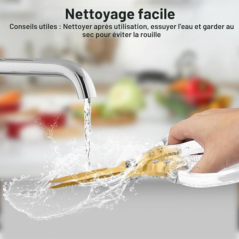 Ciseaux Cuisine Robustes Tranchants avec Poignée Transparente — photo 7 sur 8