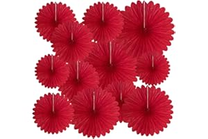 ZANKUBOM 20 Pcs Red Hanging Paper Fan, Hanging Honeycomb Round Paper Fans for Weddings, Birthdays, Christmas, Baby Showers, Classroom, Events Ceiling Party Supplies Decorations