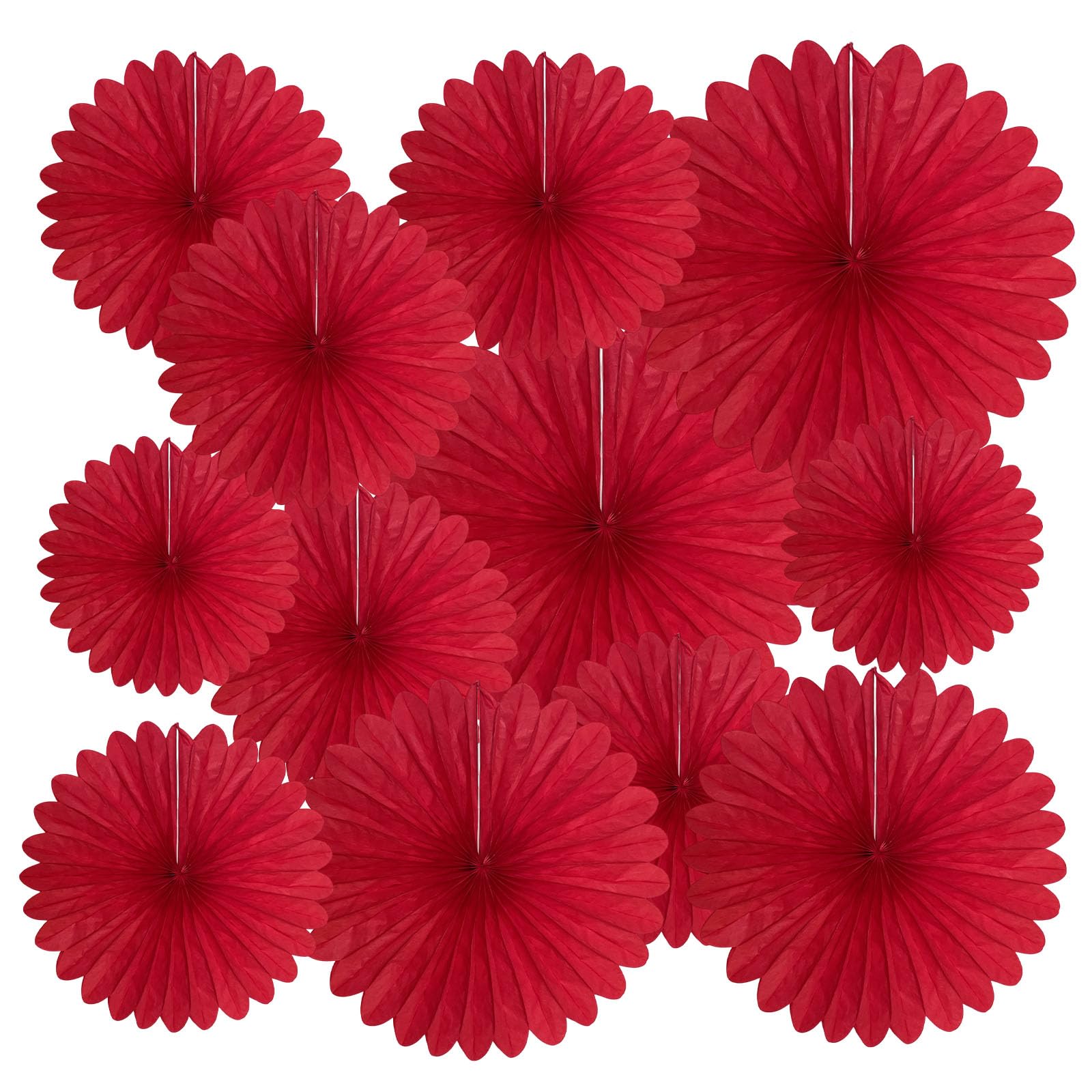Photo 1 of 20 Pcs Red Hanging Paper Fan, Hanging Honeycomb Round Paper Fans for Weddings, Birthdays, Christmas, Baby Showers, Classroom, Events Ceiling Party Supplies Decorations