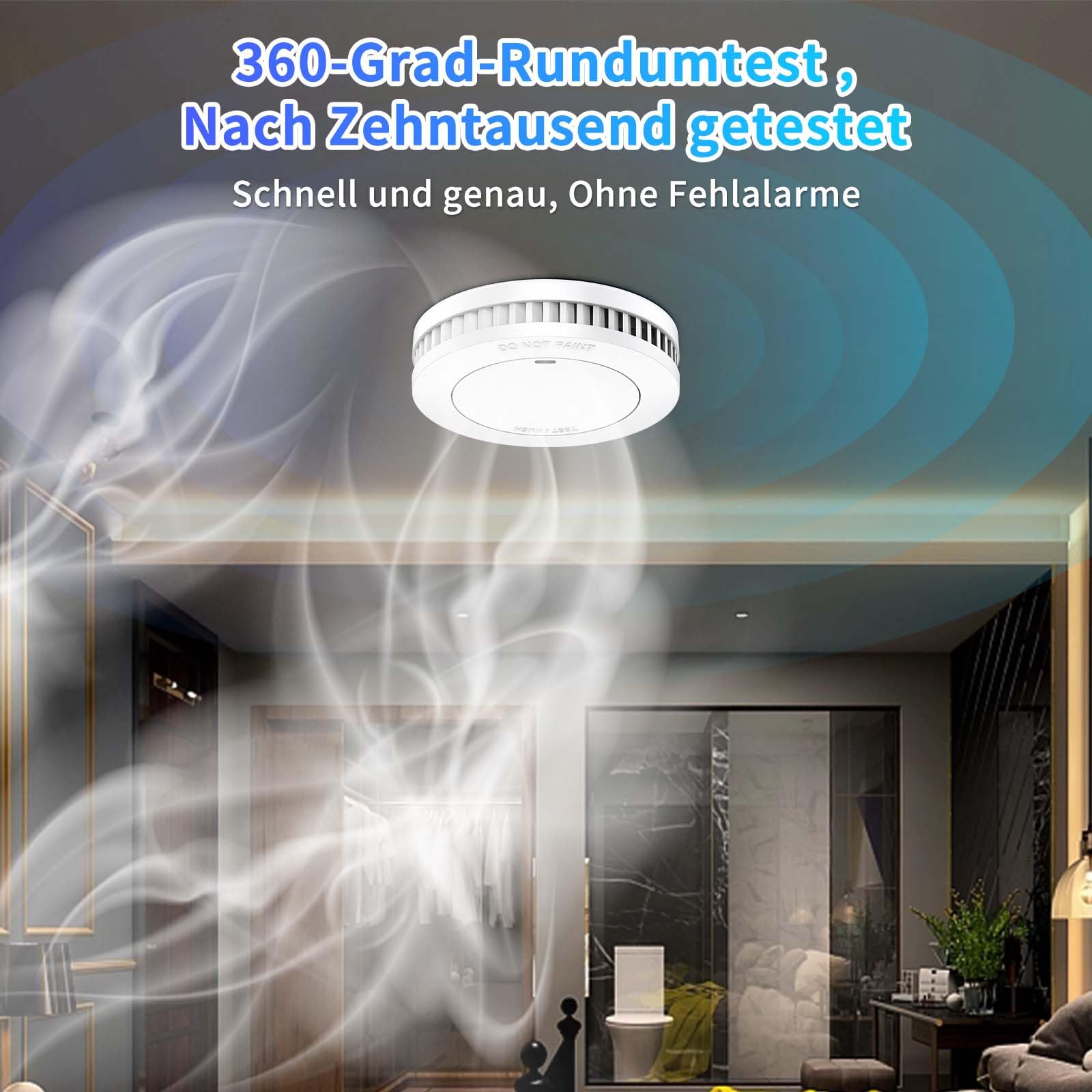 XINDUM Rauchmelder mit Starkere Magnethalterung 6er Set, 10 Jahre Batterie Feuermelder, TÜV Rheinland-Zertifiziert, Rauchwarnmelder, Standalone, Weiß 3