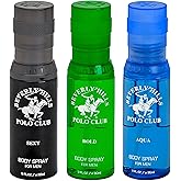 Beverly Hills Polo Club Men's Body Spray Collection Gift Set - 3 Distinct Luxury Designer Scents for Elevated Daily Confidence & All-Day Freshness, 3 x 3 oz