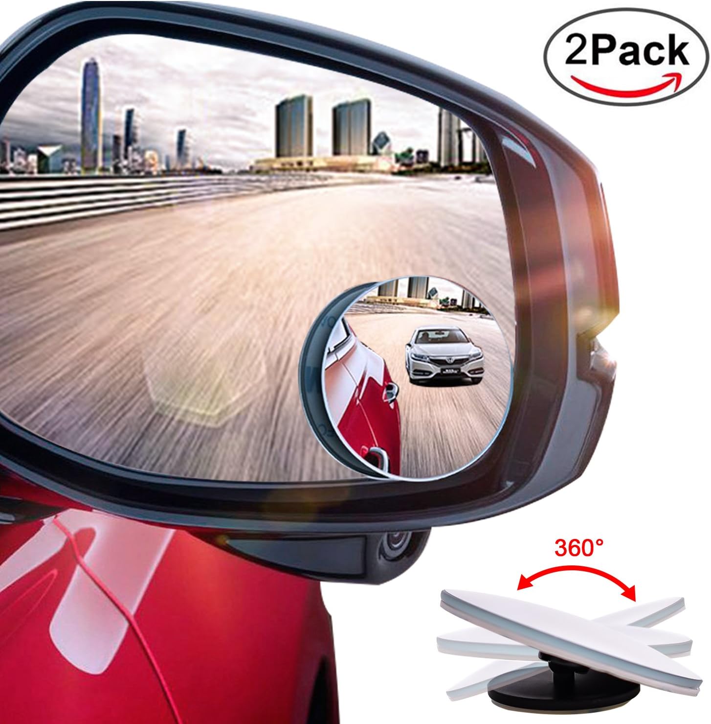 Blind Spot Mirrors 2", REIDA 360°Adjustable HD Wide Angle Car Wing Mirror Blind Spot Stick On, Suitable for Universal Vehicles Car SUV Truck RVs VANs, Round Shape Pack of 2 (Blind Spot Mirrors 2")