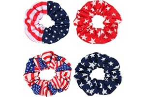 BUDSMILE American Flag Elastic Hair Ties for Women Girls Kids Independence Day 4th of July Hair Scrunchies Red White Blue Star Patriotic USA Hair Tie Pony tails Hair Accessories