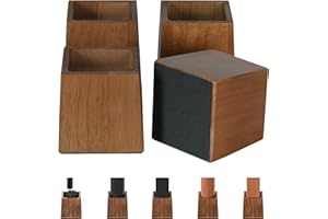TQVAI Bed Risers Heavy Duty, Support 2200 lbs, 1-in Deep Anti-Fall Edge, 4 Pack Wooden Furniture Bed Lifts Risers with Non-Slip Pads for King Queen Twin Full Size Frame, Retro Brown, 4" H(Inner 3" H)