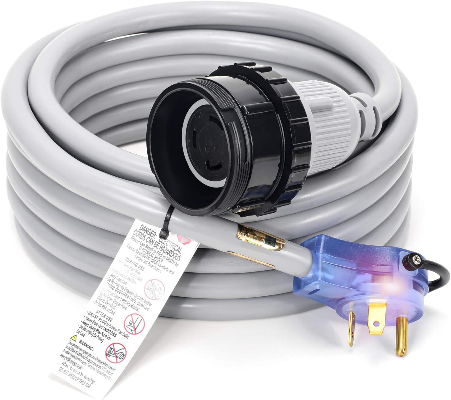 RV Power Extension Cords Nema TT30P to L530R，30 AMP Male