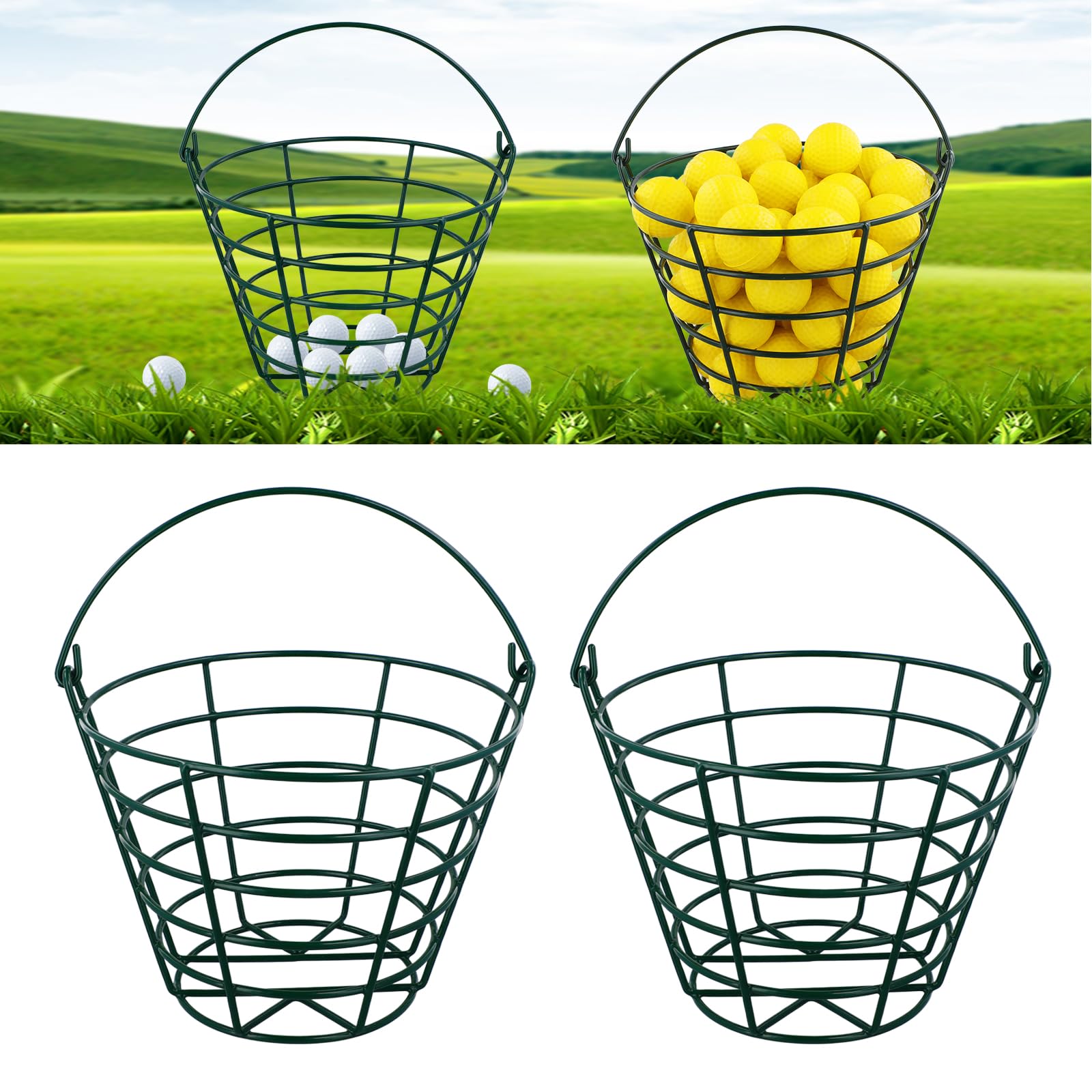 Photo 1 of 1 pc only***
Roykaw Golf Ball Basket Bucket Container for 50 Balls,with Handle,Built to Last/Easy to Organize