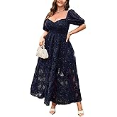 EYWOL Women's Cocktail Formal Guest Dresse 3D Lace Sweetheart Neckline A Line Maxi Dresses