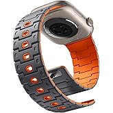 Bandletic Compatible with Apple Watch Ultra Bands for Men 49mm - Comfortable Magnetic Strap with Secure Buckle for iWatch Band Ultra 49mm 46mm 45mm 44mm 42mm Series 11/10/9/8-1 SE3, Space Gray/Orange