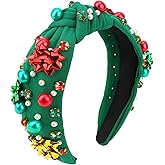 Norbiariz Christmas Headband for Women's Hair Knotted Headband With Pearl Rhinestone for Women's Hair Not Easy Slip Cute Christmas Head Accessories