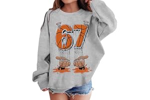 HBDHEJL Funny Six Seven Meme Kids Basketball 67 Number Sweatshirt 67 Player Jersey Uniform Long Sleeve School Pullover Tops