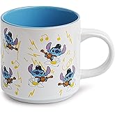 Silver Buffalo Disney Lilo & Stitch Elvis Playing Ukulele Ceramic Mug | Coffee Cup For Tea, Cocoa, Beverages | Holds 13 Ounces