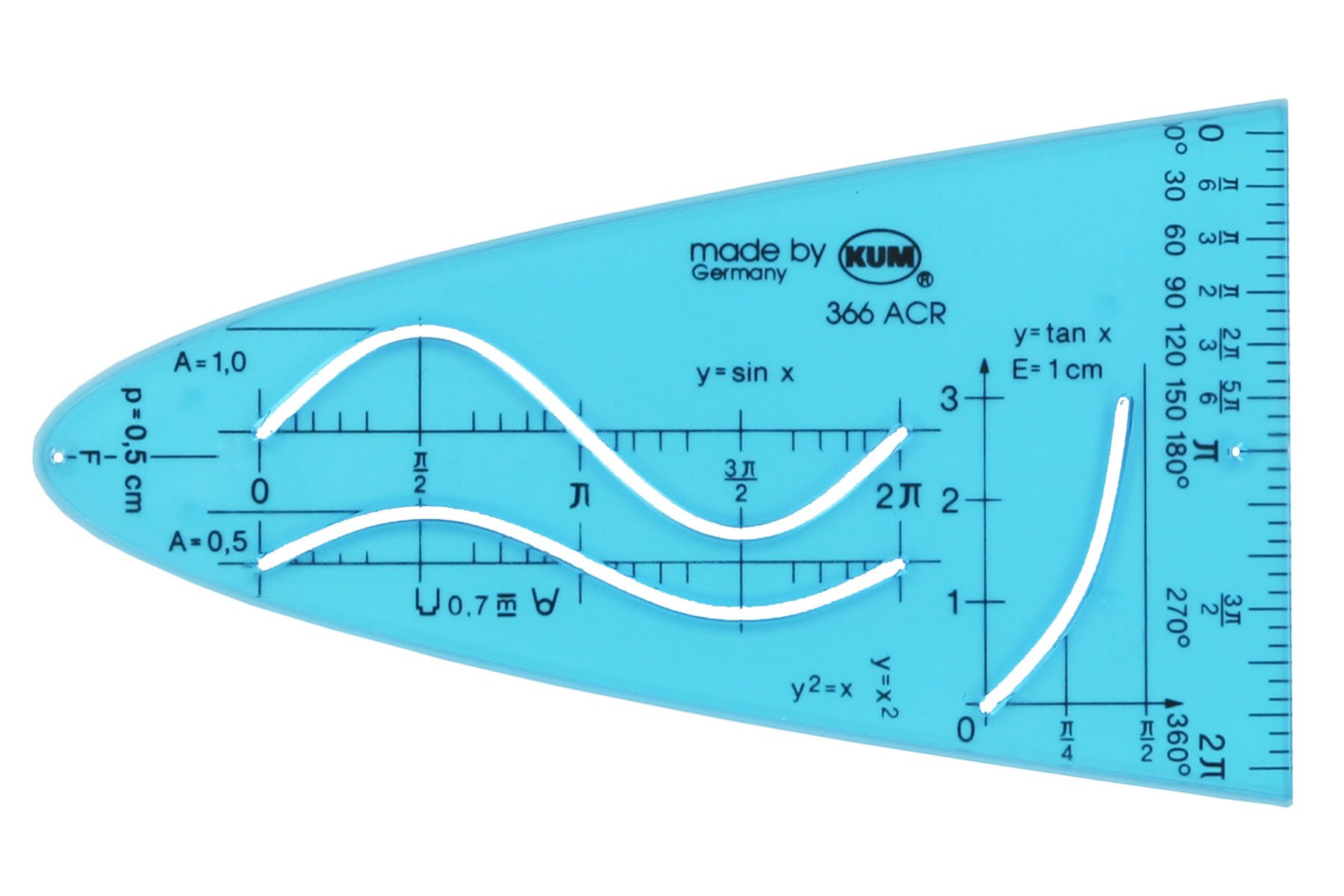 KUM AZ211.01.19-B - Parabel y = x² 366 ACR B Double Ink Edge, Ink Knobs, Blue, Pack of 1