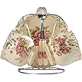 YOLIFE Tea Cups and Saucers Set of 2, Porcelain Floral Tea Cups Set with Holder, Fancy Vintage Tea Cups 8 oz
