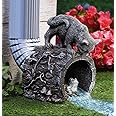 Gutter Downspout Extension - Downspout Splash Block - Downspout Diverter Garden Statue (Playful Chasing Kitty and Frog)