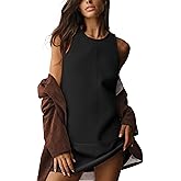 Tomosc Sleeveless Mini Dress for Women 2025 Fall Casual Beach Crew Neck Zip Up Tank Dresses