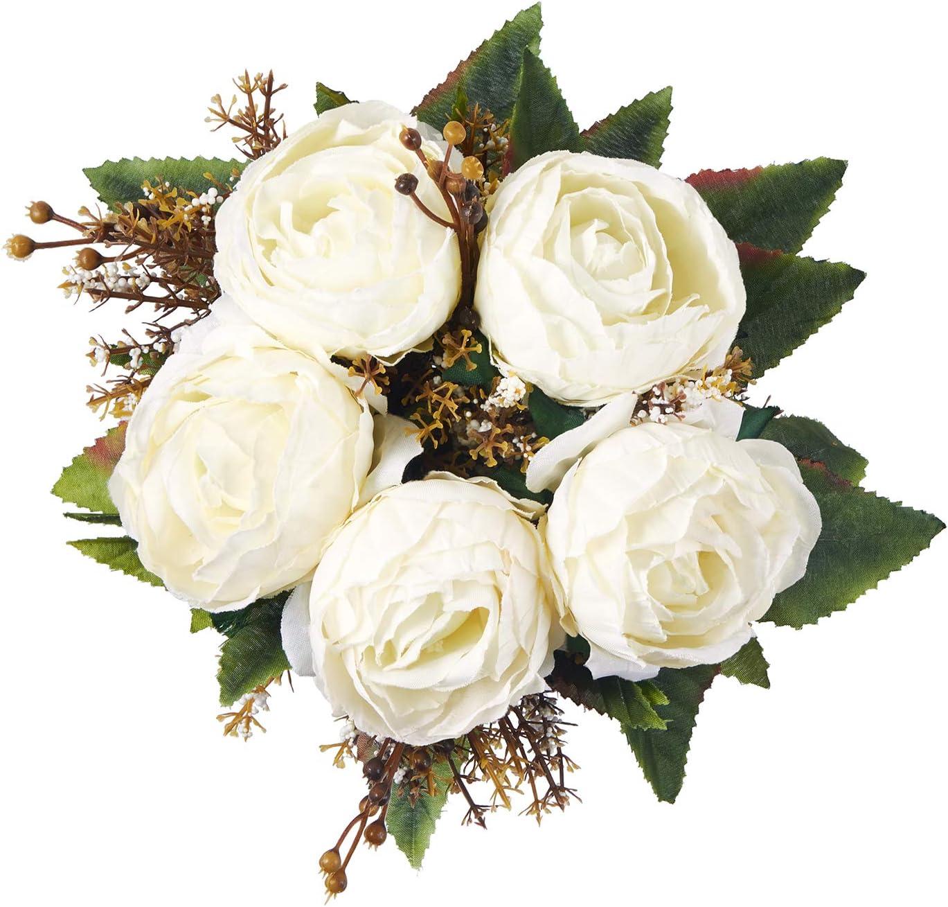 Yoomarket Artificial Flowers Vintage White Peony Silk Flowers Bouquet Babys Breath Fake Flowers DIY Outdoor Wedding Bouquets Centerpieces Arrangements Flowers Party Home Decorations