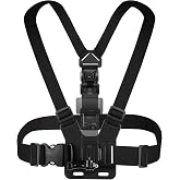 GEEKRIA Chest Mount Strap, Adjustable Harness, Compatible with DJI Osmo Pocket 3, Action 6, 5 Pro, Osmo 360, Insta360 AcePro 2, X5, X4 Air, Hero 13, MAX 2 Action Camera Accessories (Black)