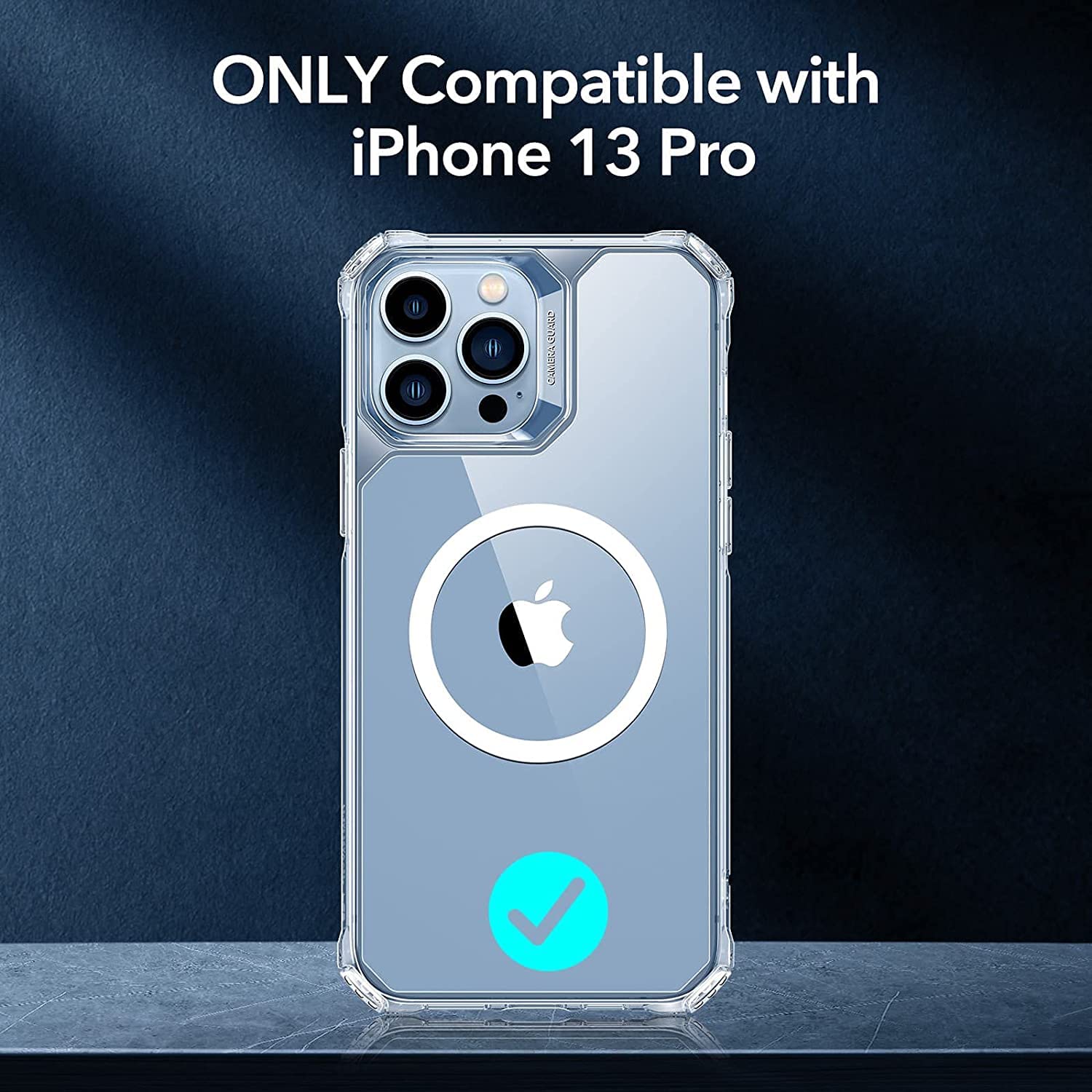 ESR Air Armor Magnetic Case with HaloLock for iPhone 13 Pro | Compatible with MagSafe | Military-Grade Protection | Yellowing-Resistant Hard Back | Shock-Absorbing Corners | Clear