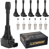 Ignition Coil Packs &amp; Spark Plugs Set of 6 For 3.5 V6 Nissan Murano Maxima Altima Pathfinder Infiniti G35 EX35 JX35 2009 2010 2011 2012 2013 2014 2015 2016 3.5L Coils Spark Plugs Replaces# UF550