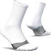 Feetures Elite Light Cushion Mini Crew Sock - Sport Sock with Targeted Compression - Large, New White (1 Pair)