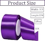 HONGCI 50mm Purple Satin Ribbon 22m Gift Wrapping Craft Bow Crafting view 2