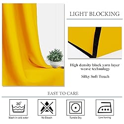 Diraysid Yellow Grommet Blackout Curtains for
