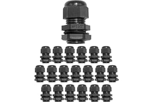 DUZFOREI 20Pcs 1/2" SpeedWare Strain Relief, Black Cable Connectors Joints with Gaskets, NPT Nylon Cord Grip Cable Glands for