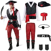 Spooktacular Creations Pirate Costume Men for Halloween Costume, Adult Caribbean Sea Captain Robber Costume