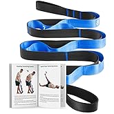 Trideer Stretching Straps with Loops, Non-Elastic Yoga Straps for Stretching, Durable Nylon Exercise Bands with Loops for Physical Therapy Flexibility, Yoga,Hamstring Leg Stretcher with Guidance