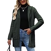 CiCiBird Womens 2025 Fall Hooded Cardigan Sweaters Cable Knit Open Front Coatigan Long Sleeve Sweater Coat with Pockets